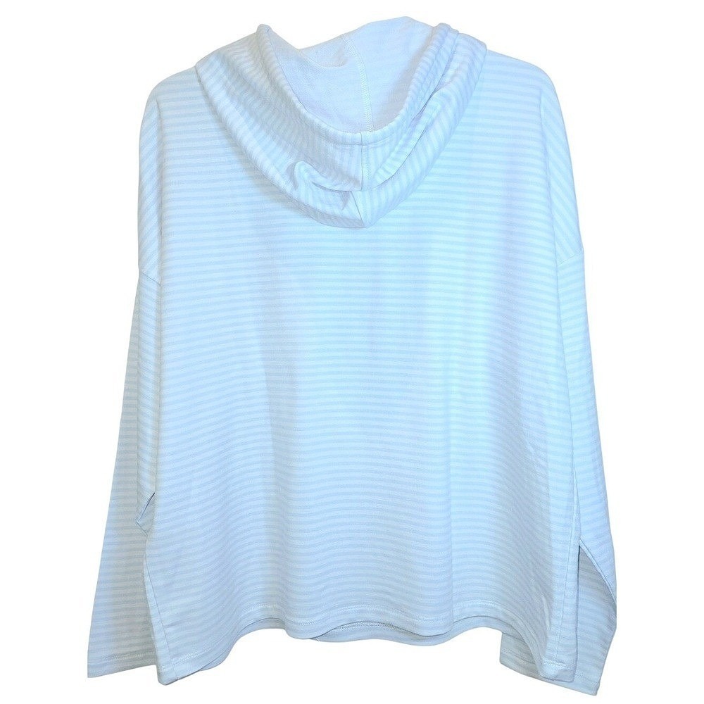 Rae Dunn Hoodie Sweatshirt Pullover Womens XL Top Stripe Long Sleeve Blue White - Picture 5 of 16